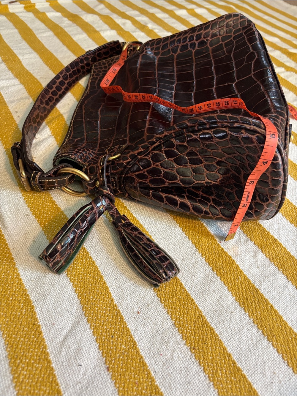 Dooney & Bourke Dark Brown Croc-Shoulder Bag - Picture 5 of 14